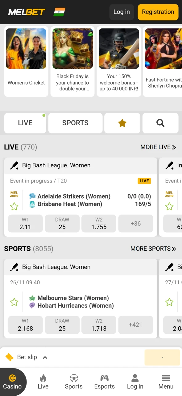 Indian bettors visit the Melbet site when they need the android app version.