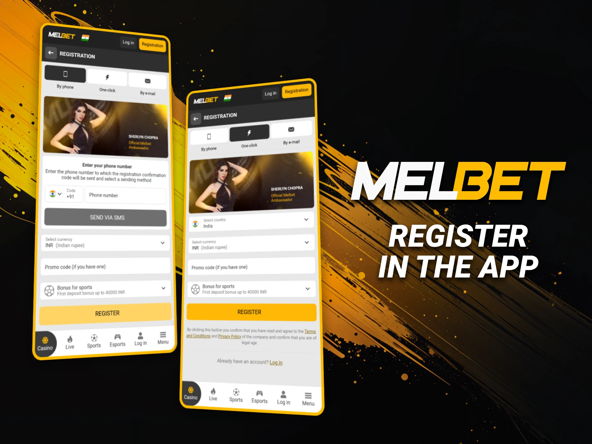 Register inside the Melbet application to start betting easily in India.