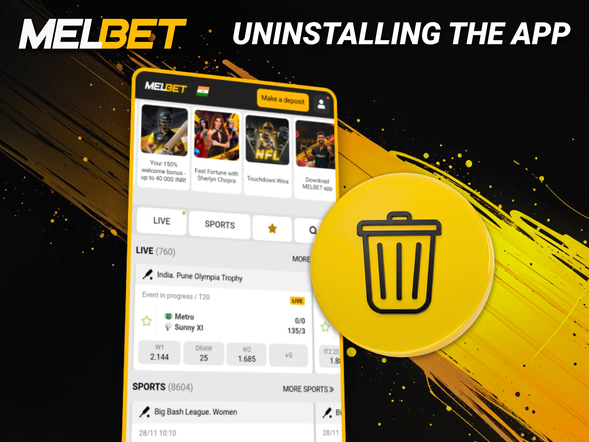 Uninstall the Melbet mobile app using this clear India friendly guide.