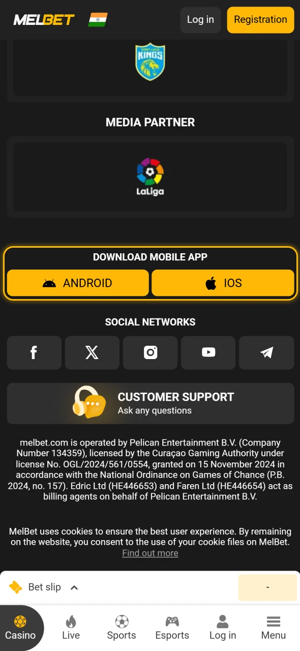 Players in India visit the Melbet apps page to proceed with downloads.
