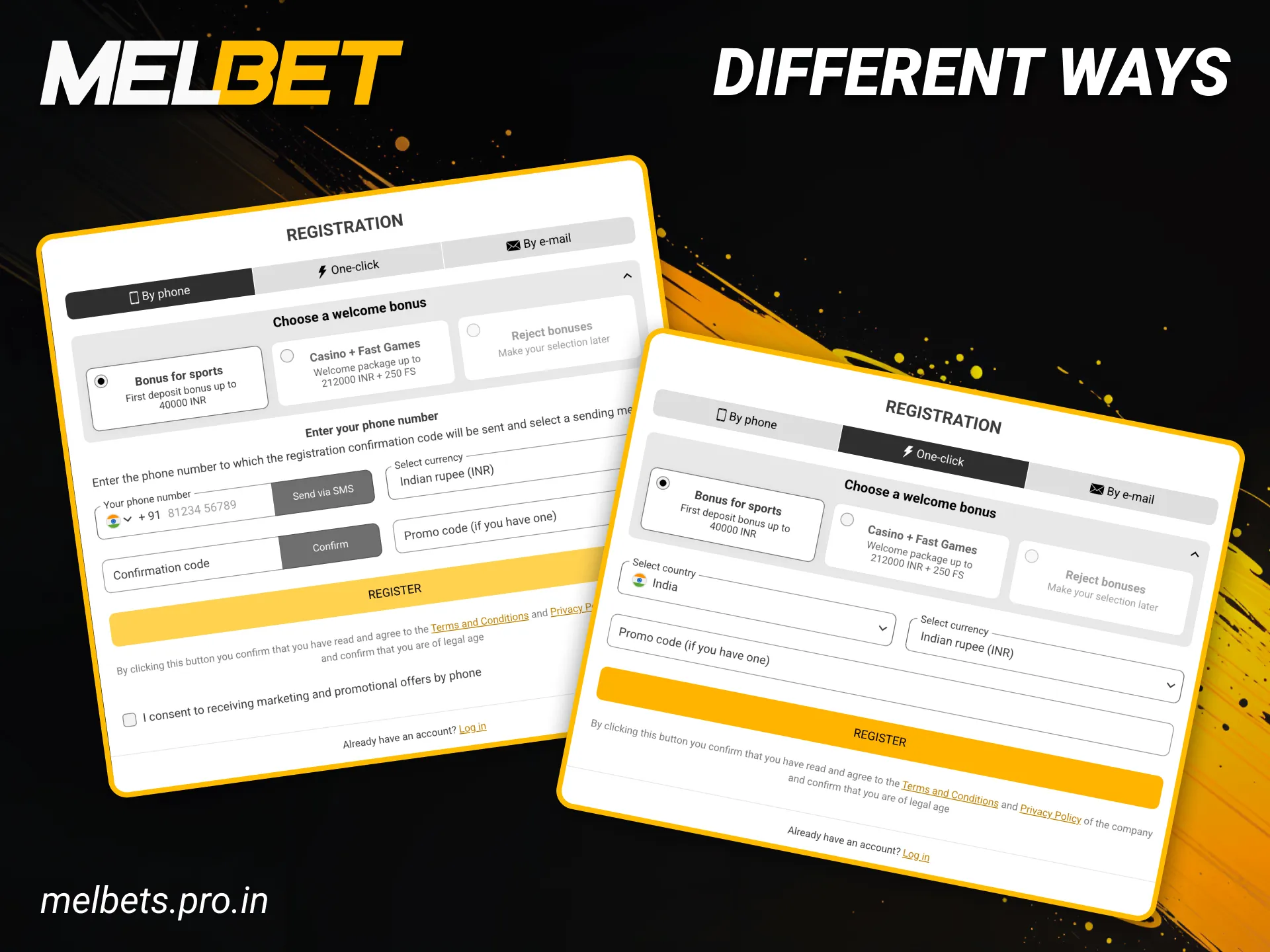 Register using one of the available methods and start winning at Melbet.