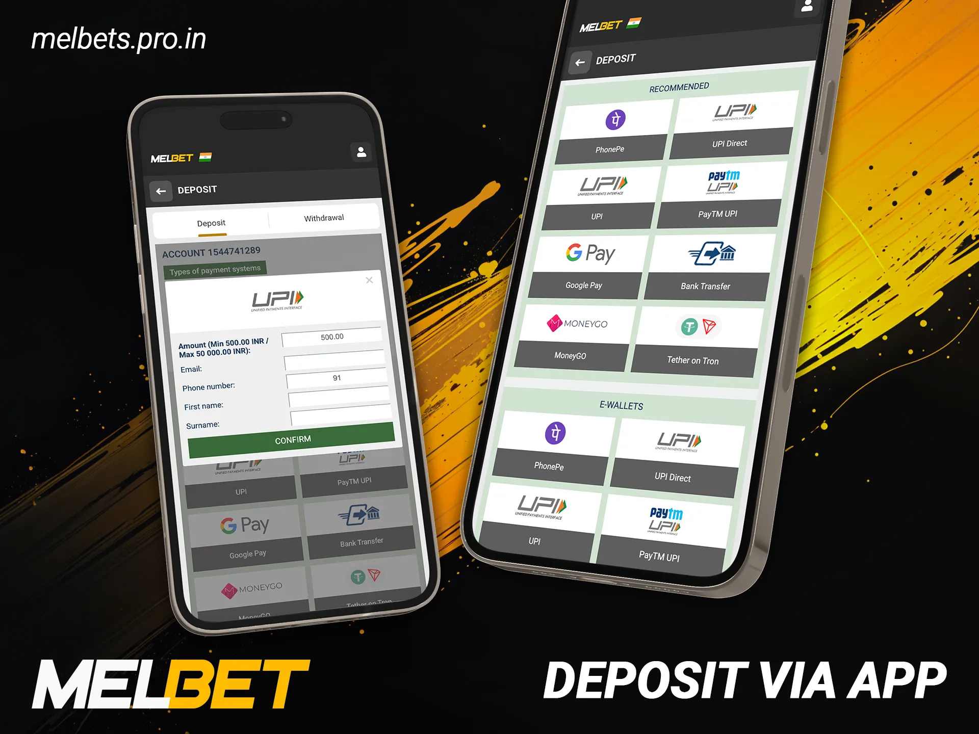 Learn how to deposit funds into your Melbet app account balance.