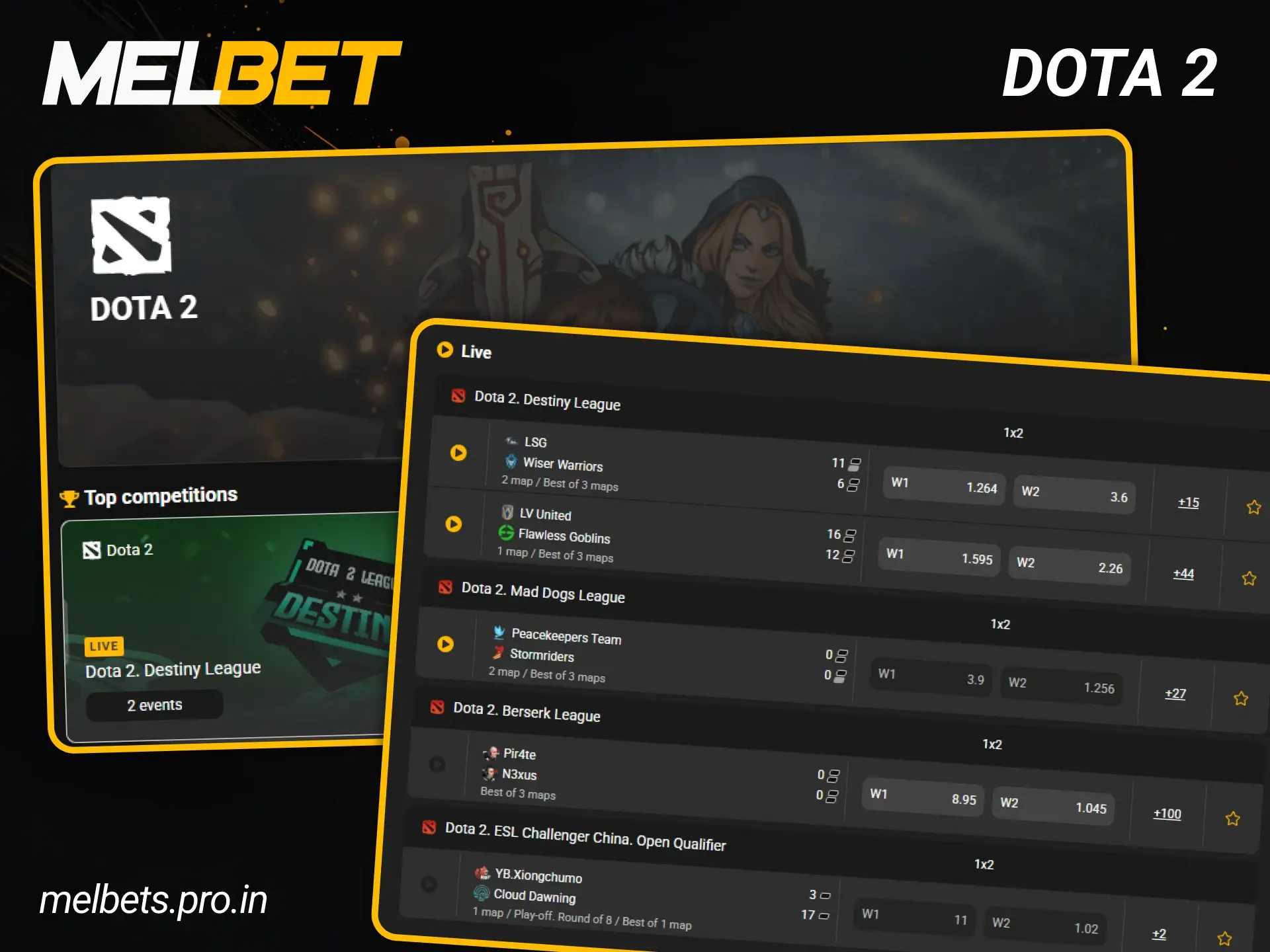 Win big with Dota 2 eSports betting at Melbet.