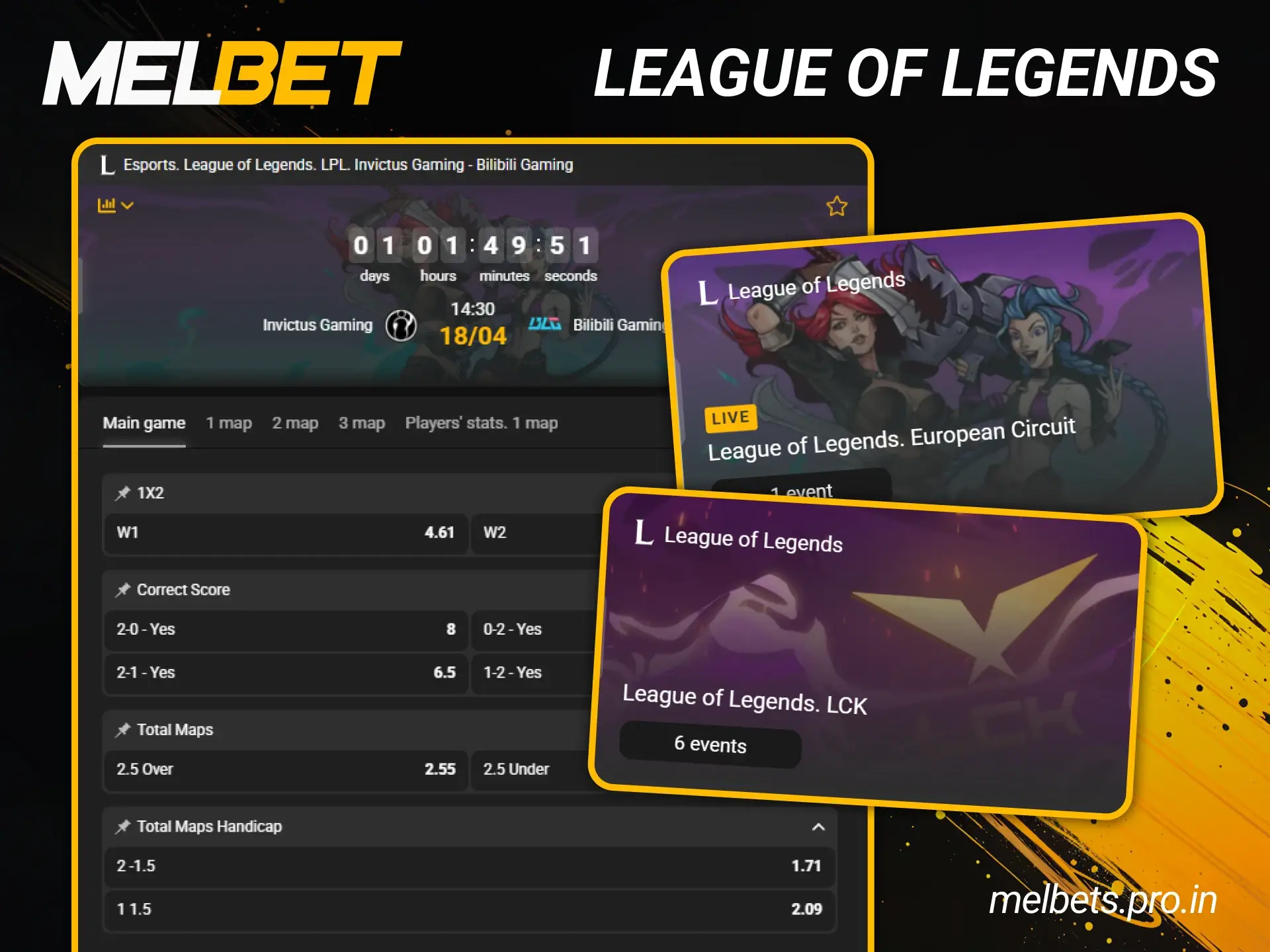 Bet on League of Legends matches with Melbet eSports.