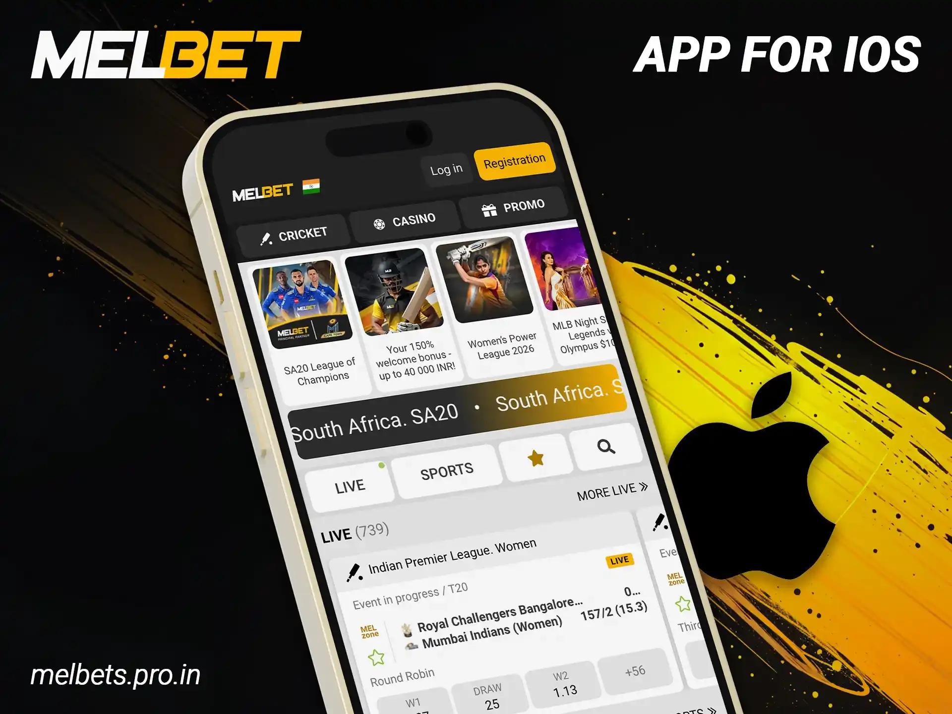 Follow the iOS app installation guide to bet on Melbet.